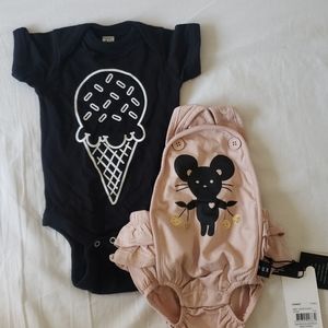 BUNDLE Size 0-3: IceCream Onesie & Hux Baby Romper